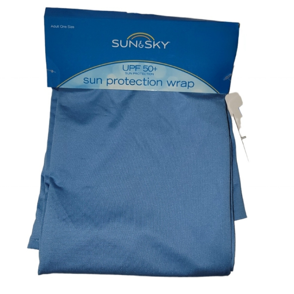 Sun & Sky - Adult Sun Shawl - UPF 50+ One Size Blue - 27.5W x 69L